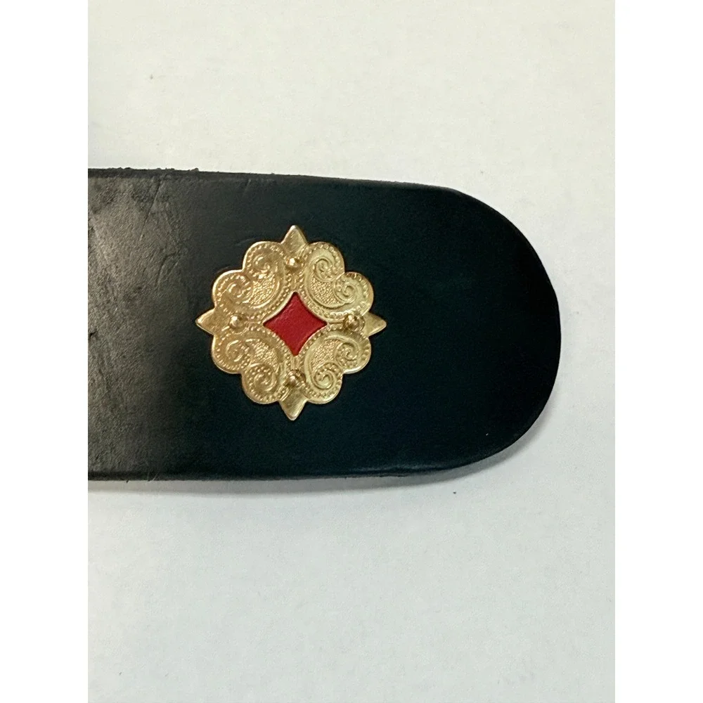 Appenzeller Swiss Leather Belt Black Brass Cow Herdsman Folk Art Size 48 Farmer
